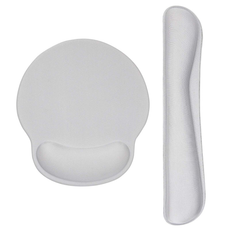 AORTDES Ergonomic Keyboard Mouse Pad Wrist Rest Support Set for Laptop/Computer/Desktop,Memory Foam Hand Rest Wrist Cushion for Gaming/Office,Lightweight Comfortable & Pain Relief (Greyish White) - Image 1
